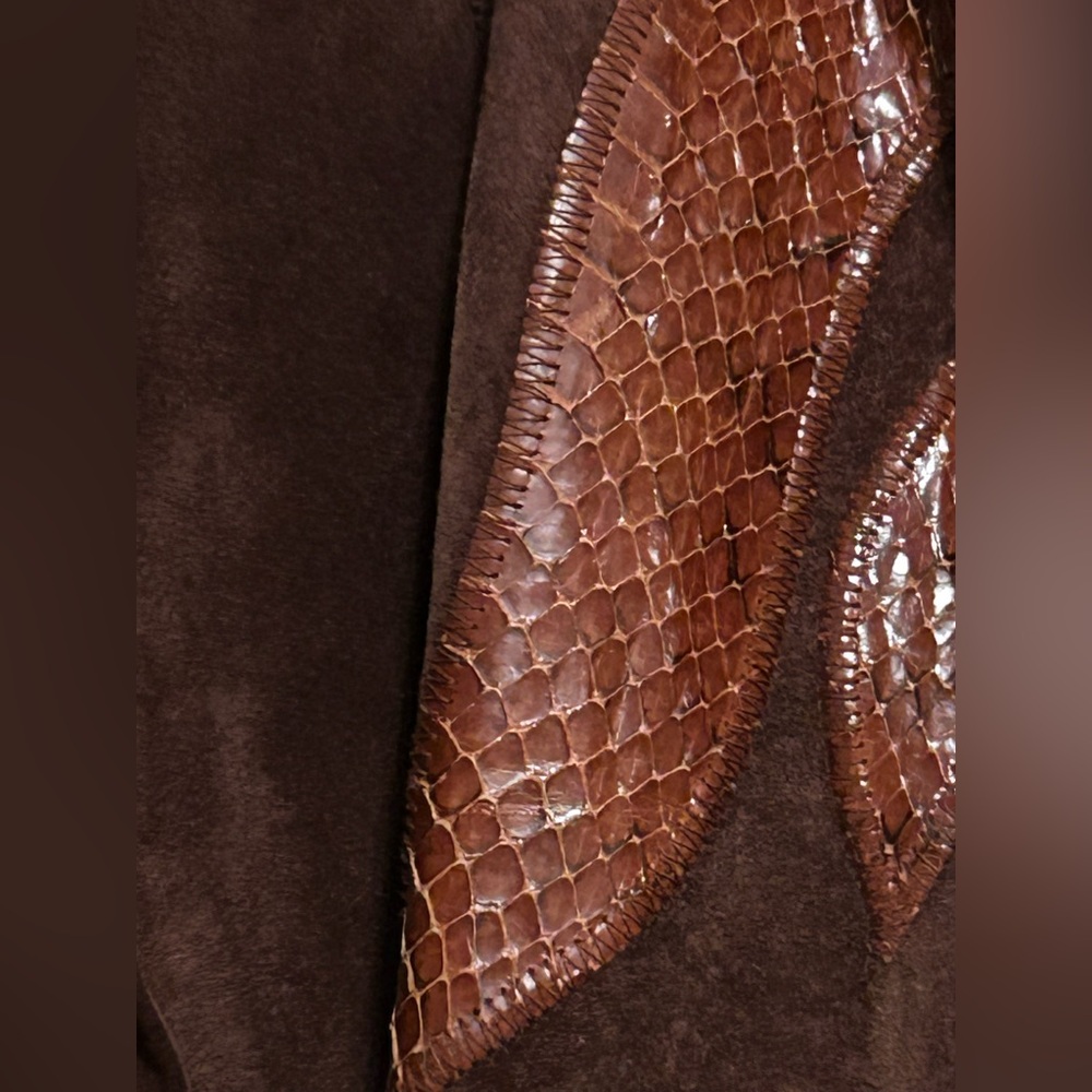 Julian K Vintage Oversized Leather & Cotton Jacket Middle Eastern Design Size S - Picture 10 of 16